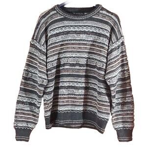 Brandini Le Collezioni Med Wool Blend Striped Cosby Biggie Sweater Italy